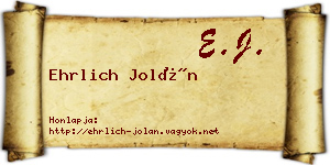 Ehrlich Jolán névjegykártya